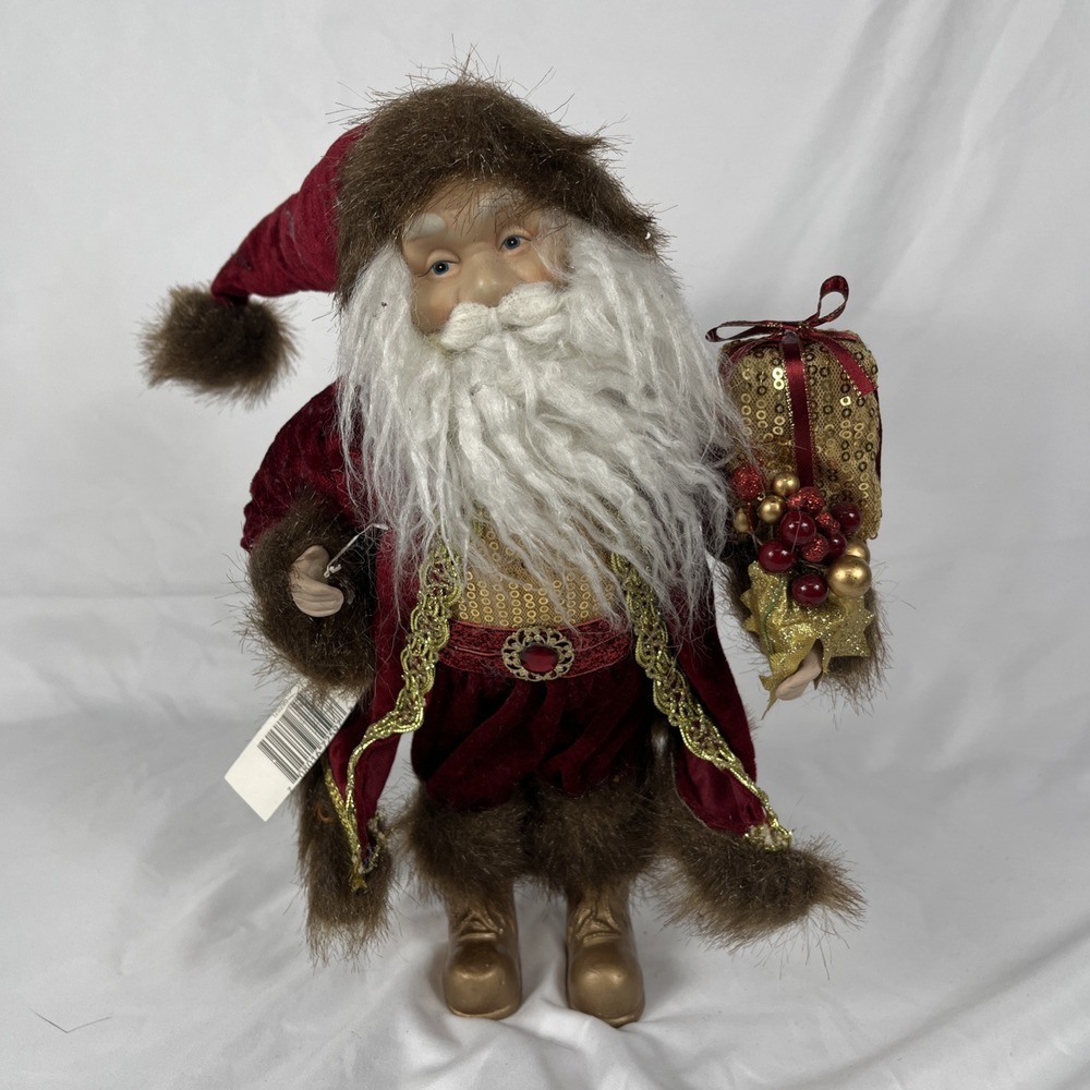 Vintage Creative Design Red & Gold Free Standing 12"Christmas Santa Claus